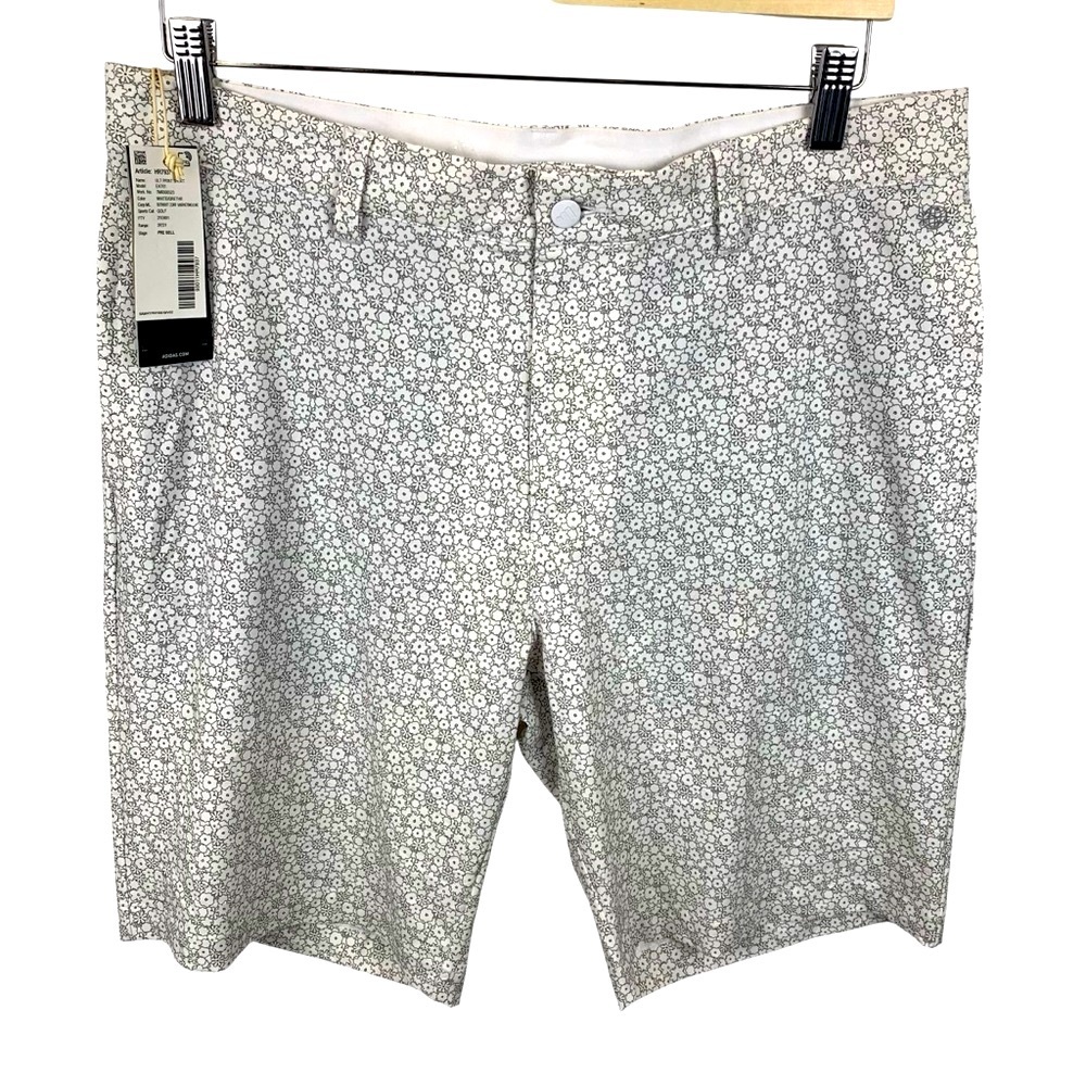 NWT adidas Golf Shorts Ultra Floral Print White Heather Grey Men's 32 Preppy